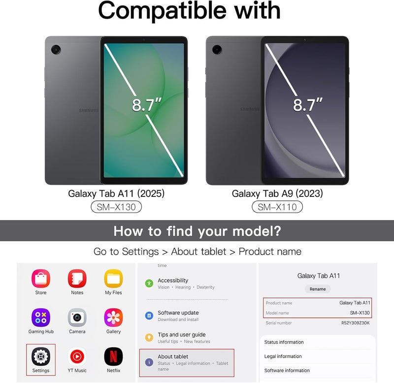 Jetech Screen Protector for Samsung Galaxy Tab A11 / Tab A9 8.7-Inch 2025/2023 with Easy Installation Frame, Tempered Glass Film, HD Clear, 2-Pack - Image 2
